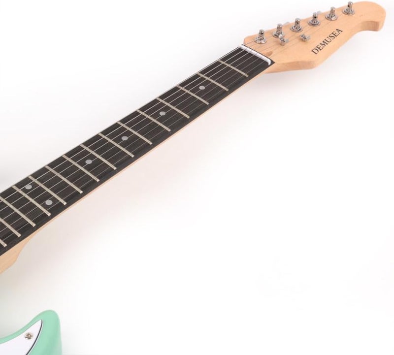 demusea Short Scale 36 Inch 3/4 Electric Mini Guitar Trans Green Color for Beginner Starter Travel Portable Practic With Gig Bag And Strap Phoenix Body Maple Neck - Image 4